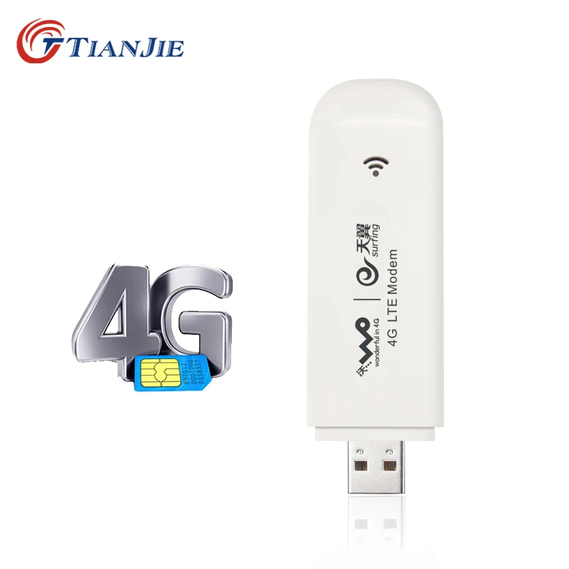 Adaptador de Rede Universal sem Fio com Sim Tianjie Modem Dongle Móvel 100 Mbps Cat 3 Banda Larga Desbloqueado 4g Usb