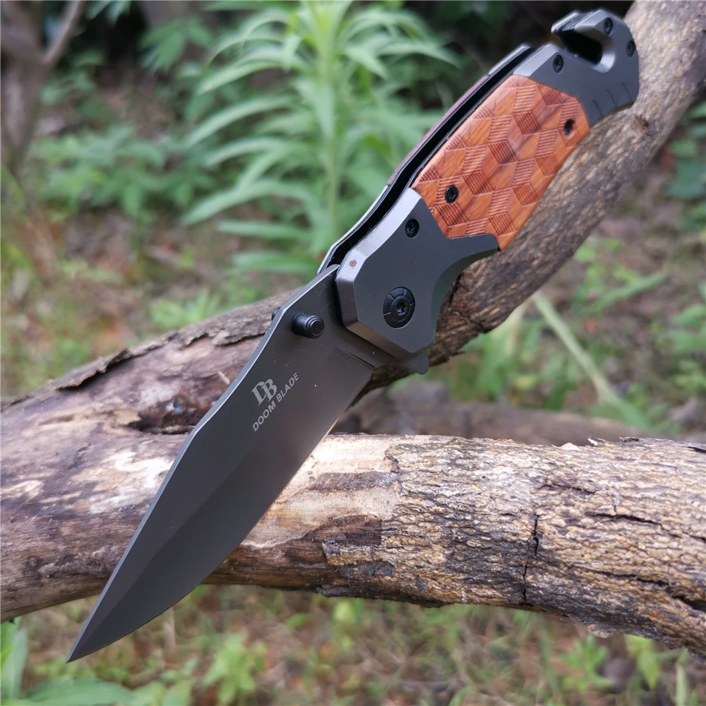 Тактический складной нож Портативный походный аварийный карманный нож 5cr15mov лезвие дерево EDC охотничьи ножи с клипсой на талию