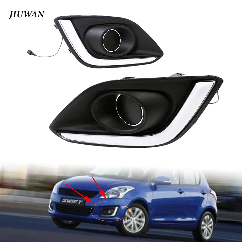 

1 Set LED DRL Driving Daytime Running Lights Car Flashing Lamps Fog light Decoration Cover Accessories For Suzuki Swift 14-16