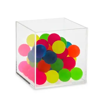 

12Pc Transparent Acrylic 5 Sided Display Storage Box Case Square Cube Props Box 634D