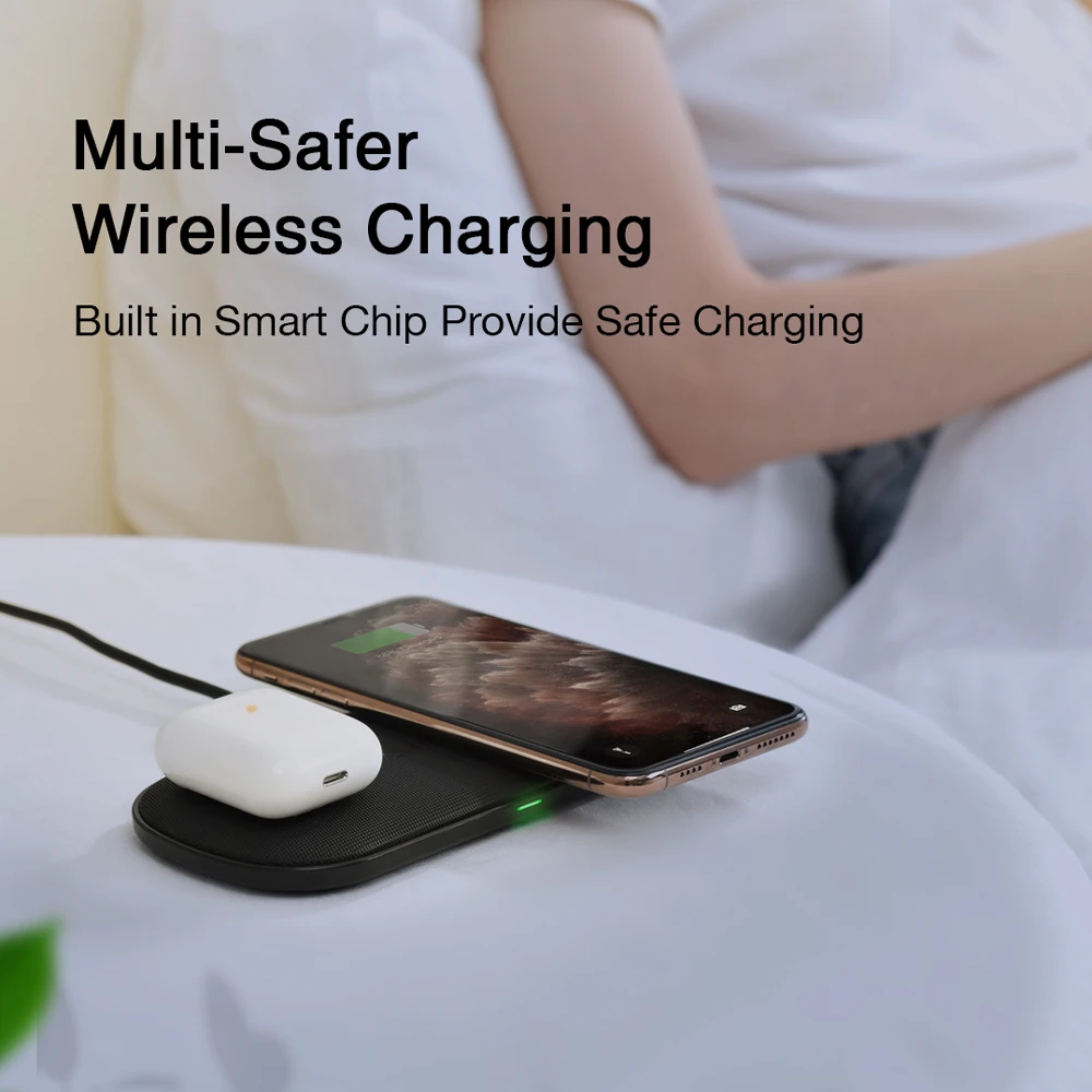 CHOETECH Qi двойное Беспроводное зарядное устройство 18 Вт 5 катушек для iPhone 11 X Max 8
