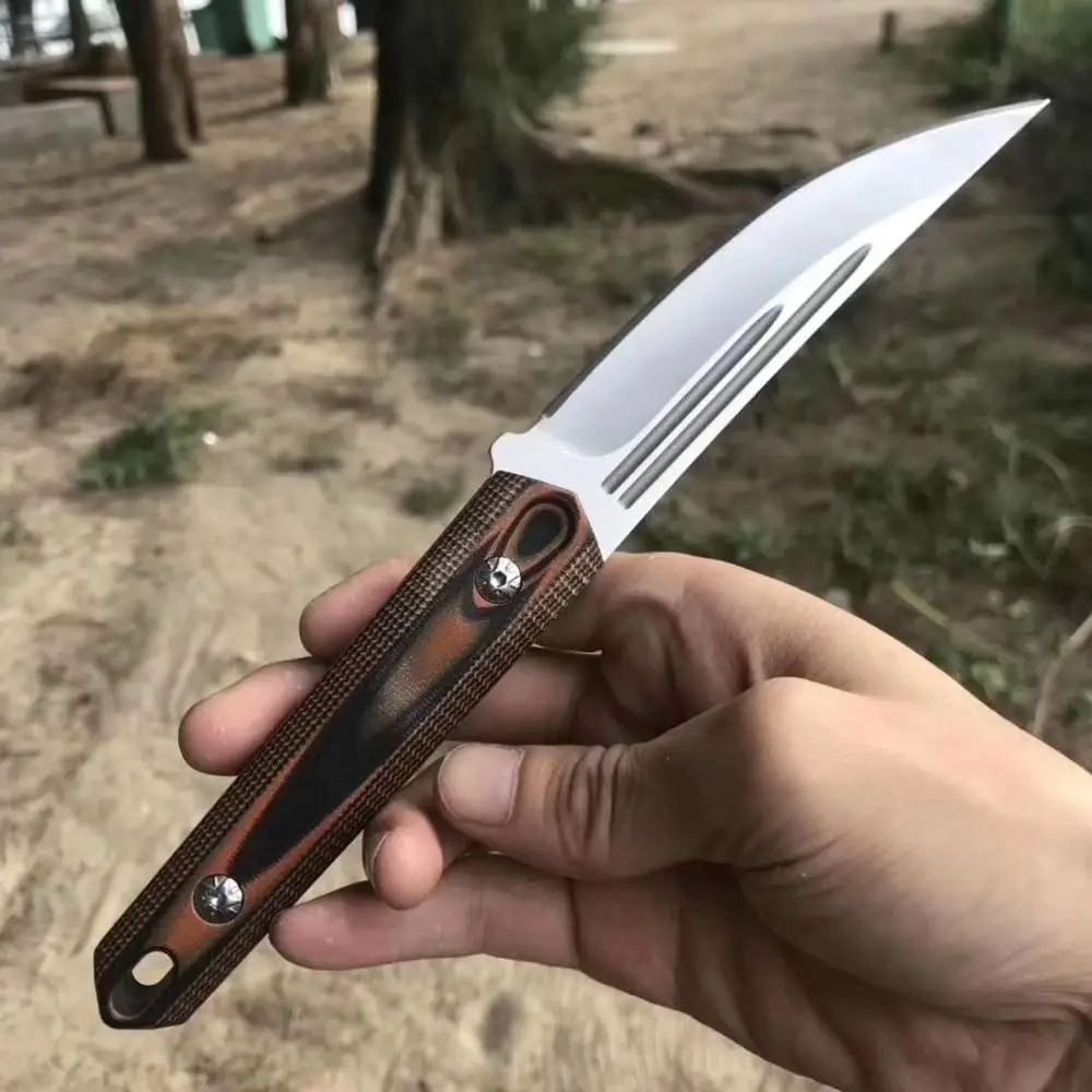 59-60HRC Fixed D2 Blade knife G10 handle Survival Straight knife Tactical Hunting Camping Handmade high quality EDC tool+Holster