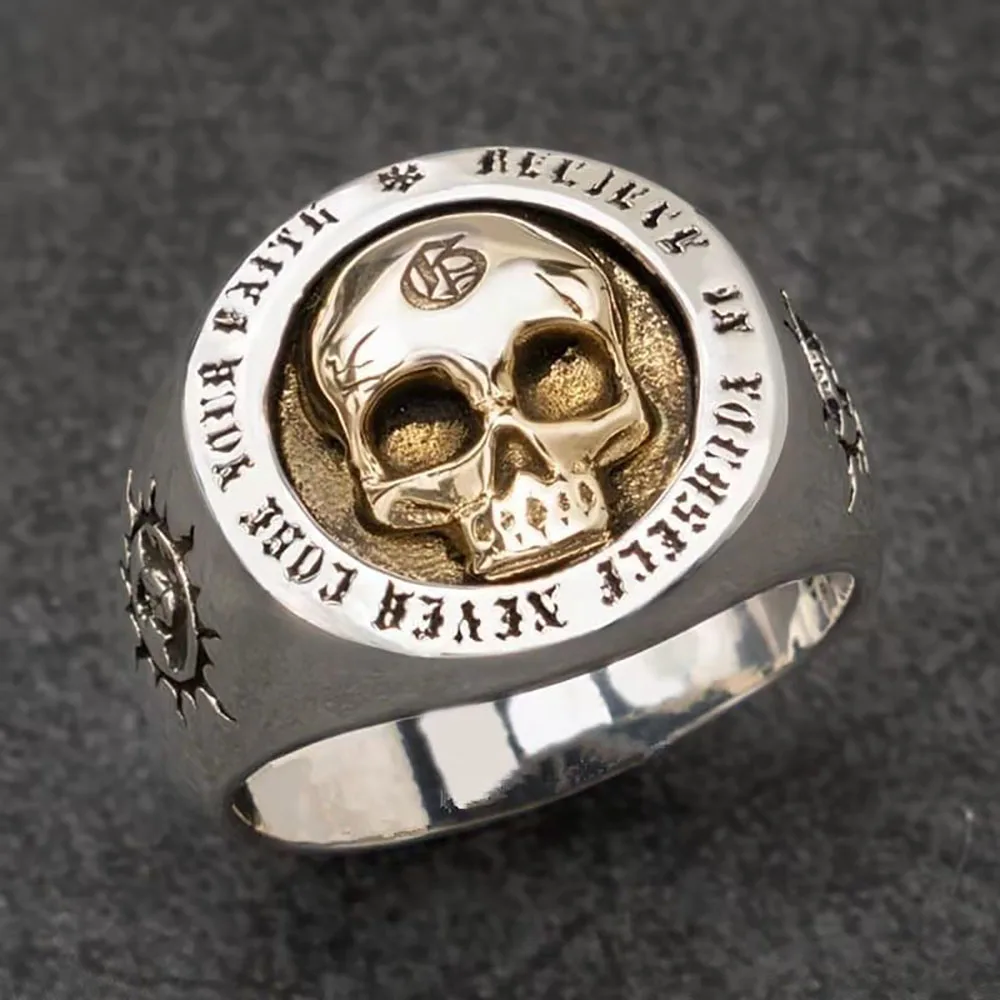 Silver Color Gold Heavy Sugar Pirate Skull Ring Mens Hip Hop Men Biker Steam Punk Motorcycle rings Jewel | Украшения и аксессуары