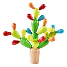 DIY Cactus Shape Early Learning Kids Toys Spelling Insert Baby Dismantle Building Blocks Alphabet Wooden Children Stack Up