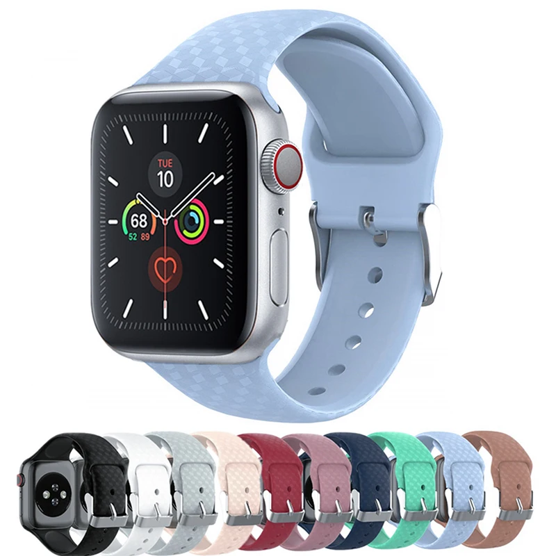 Силиконовый ремешок для Apple Watch 5 band 42 мм 38 44 40 Спортивные Мягкие 3D силиконовые