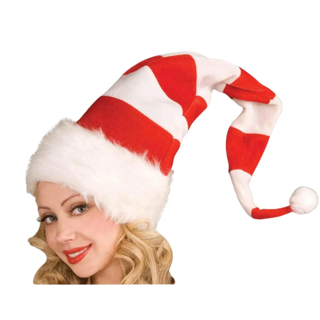 1 шт Рождественская Красная Шапочка Санта-Клауса плюшевая шапка Санта-Клауса в полоску Новогоднее украшение детский подарок
