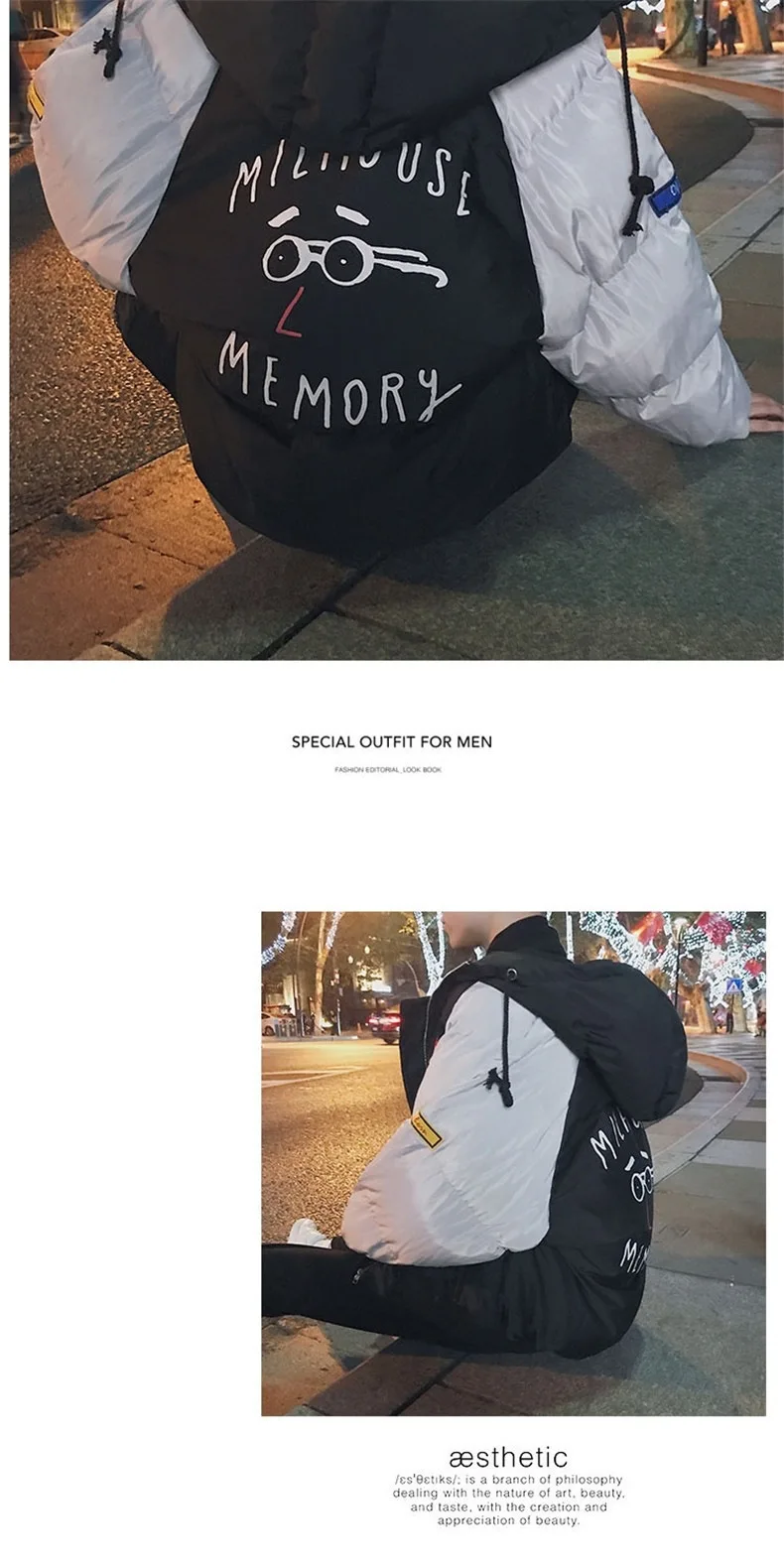 Зимнее Мужское пальто, короткое, BF Harajuku-стиль, хлопковое пальто, корейский стиль, Модная студенческая куртка с хлопковой подкладкой, свободная, толстая, Cott
