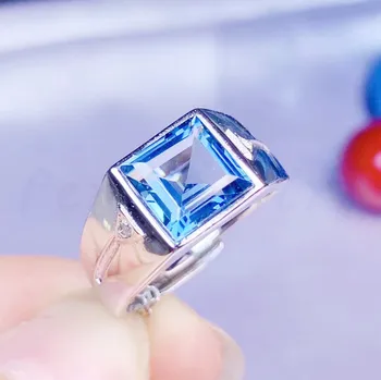 

Men ring Natural authentic blue topaz rings 3.5ct gemstone Free shipping Per Jewelry Fine jewelry For men or women S972507