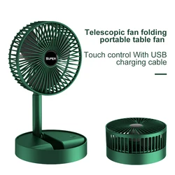 Portátil usb recarregável ventilador de escritório casa dobrável telescópico baixo ruído alta vida útil da bateria à espera mini ventilador elétrico