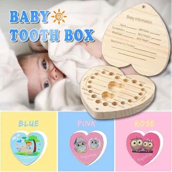 

Wooden Kids Baby Tooth Box Organizer Milk Teeth Wood Storage Box Boy Girl Save Teeth First Holder Keepsake Baby Souvenirs Gift