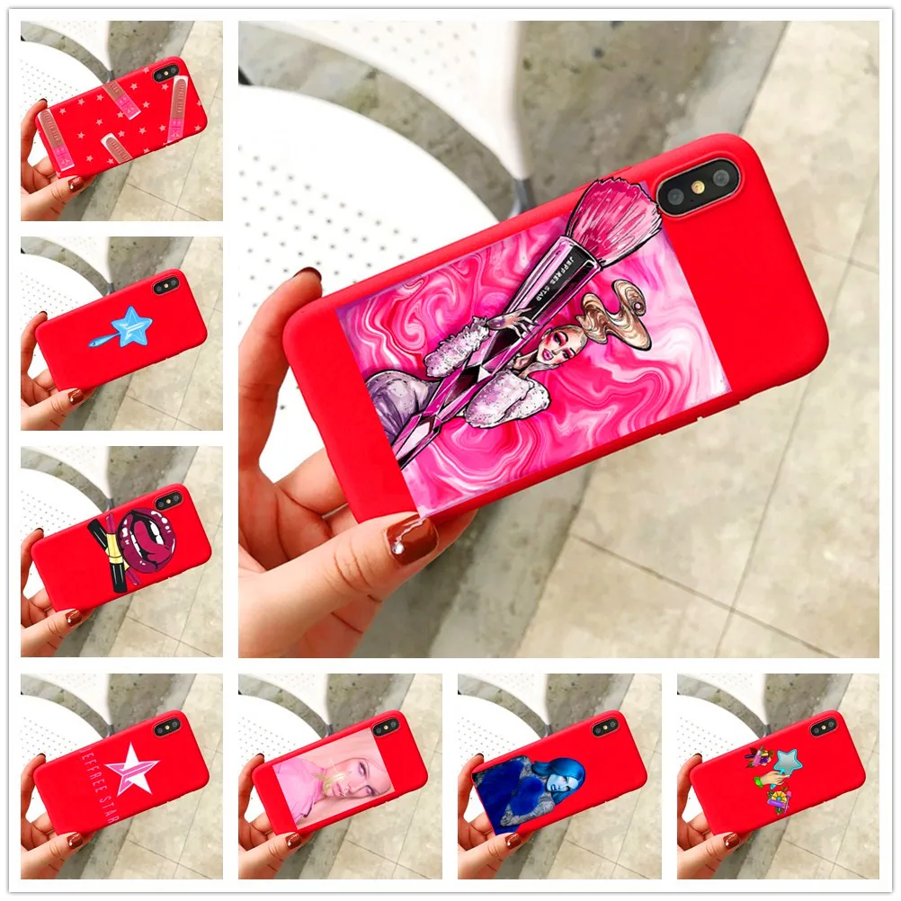 

For Iphone Xmax Xr 5 phone case Jeffree Star fashion Red soft Silicone Fundas cover case for iphone 8 7 6 plus X Xs coque shell
