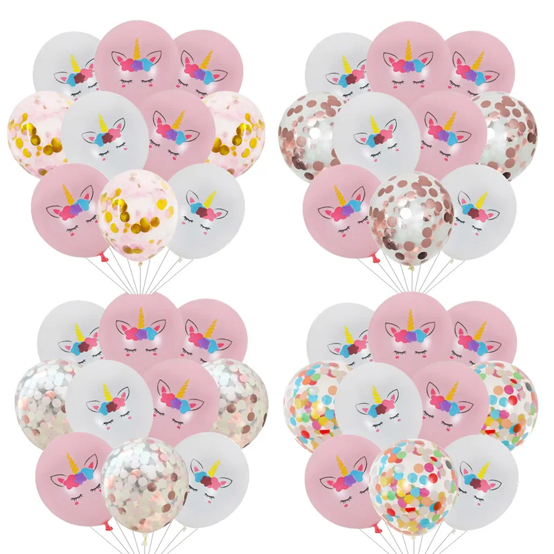 10 Pz 12 Pollici Carino Unicorno Palloncini Di Compleanno Palloncini In Lattice Di Elio Coriandoli Palloncini Di Compleanno Per Bambini Felici Unicorn