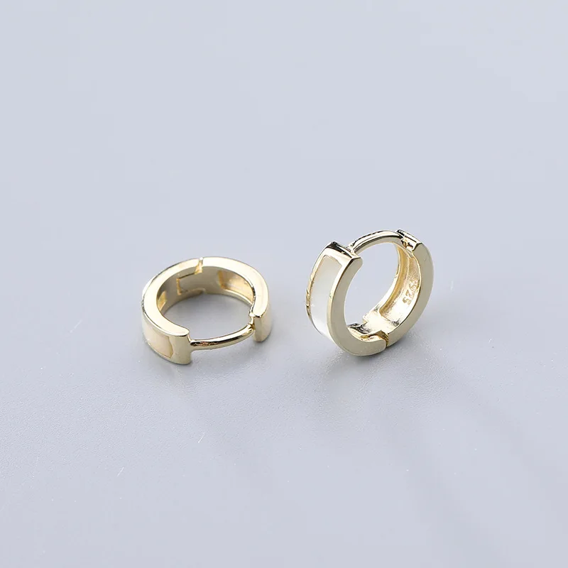 1 pair gold 9 mm Серьги из стерлингового серебра 925 пробы, модные серьги в виде ракушки, простые популярные женские серебряные серьги с пряжкой - Окраска металла: 1 pair gold 9 mm