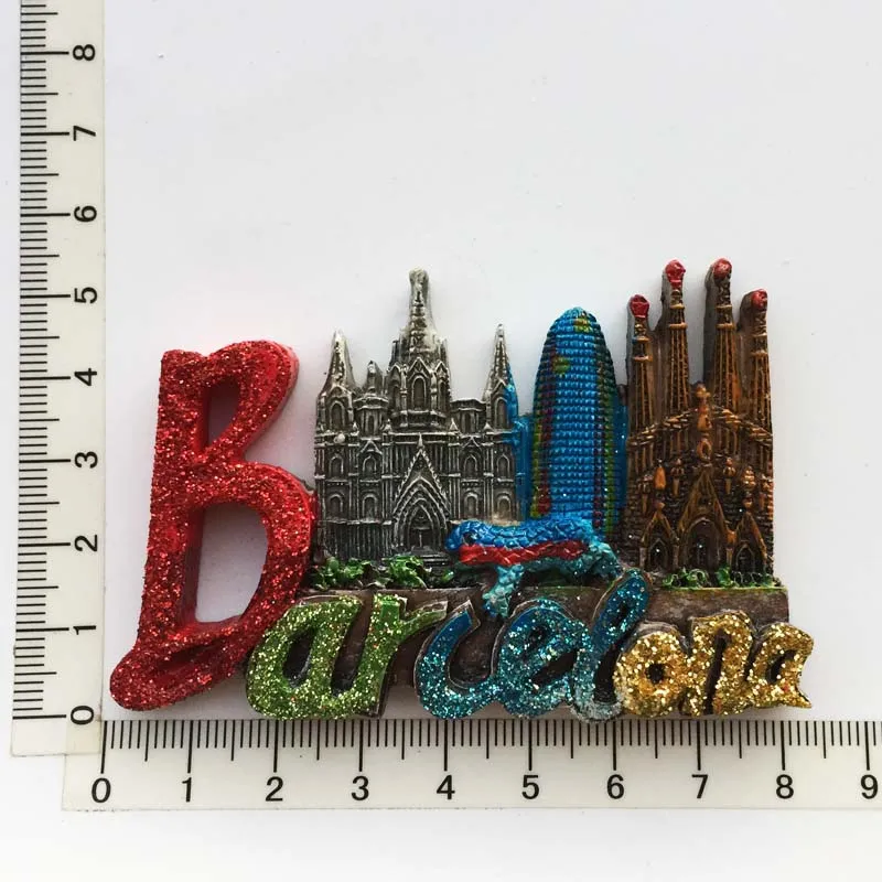 

3D Resin Material Refrigerator Stickers, Fridge Magnet,Creative Travel Commemorate Crafts, 3D Ornaments, Barcelona Spain