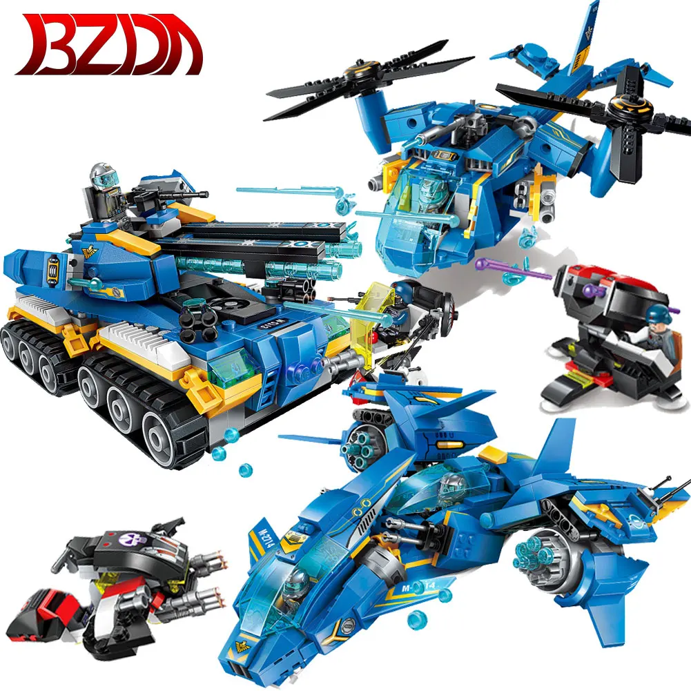 

BZDA Creativity Fighter Building Blocks Military Technic Helicopter tank The High-Tech Era Gull Battle Fighter Toys