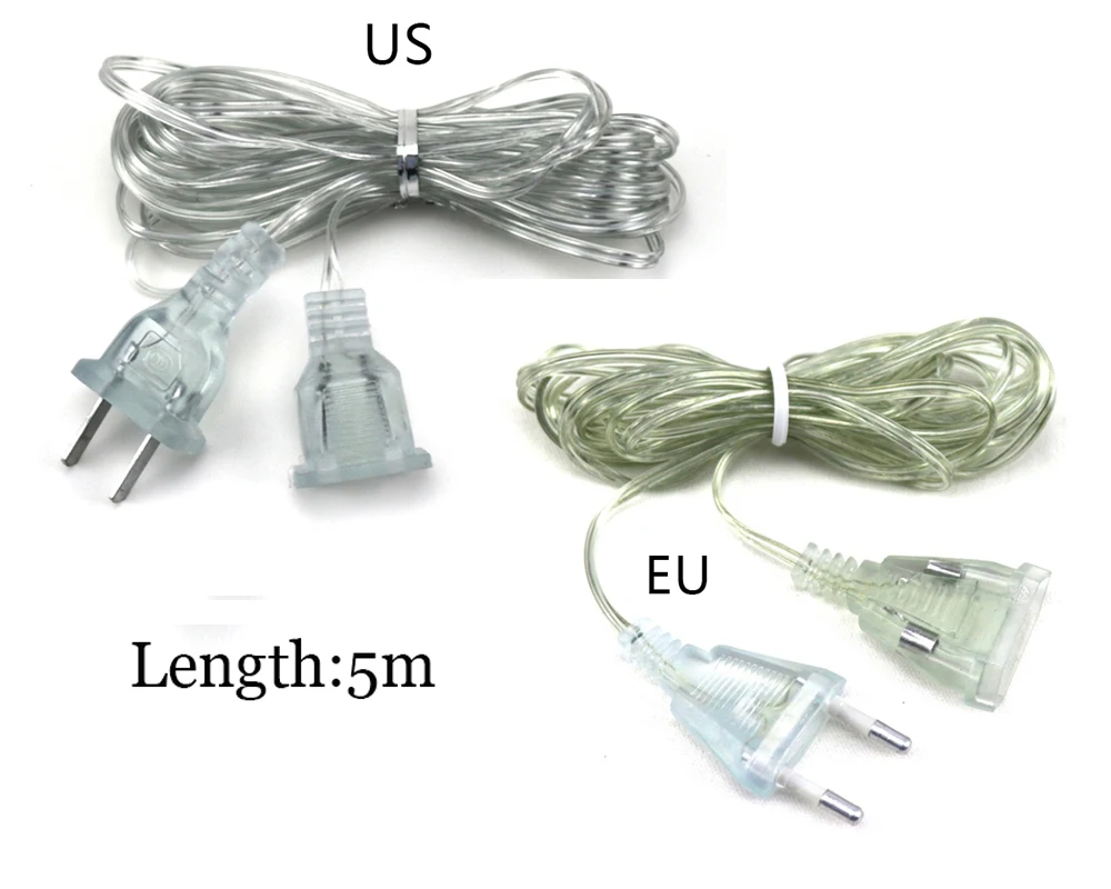5M EU/US Power Extension Cable Plug Extension Cord Led String Light