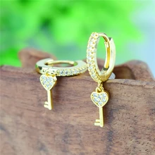 2020 Trend Mode Cubic Zirkon Schloss und Schlüssel Ohrringe Clssic Gold Cololr Liebe Hoop Ohrringe für Frauen Hochzeit Schmuck
