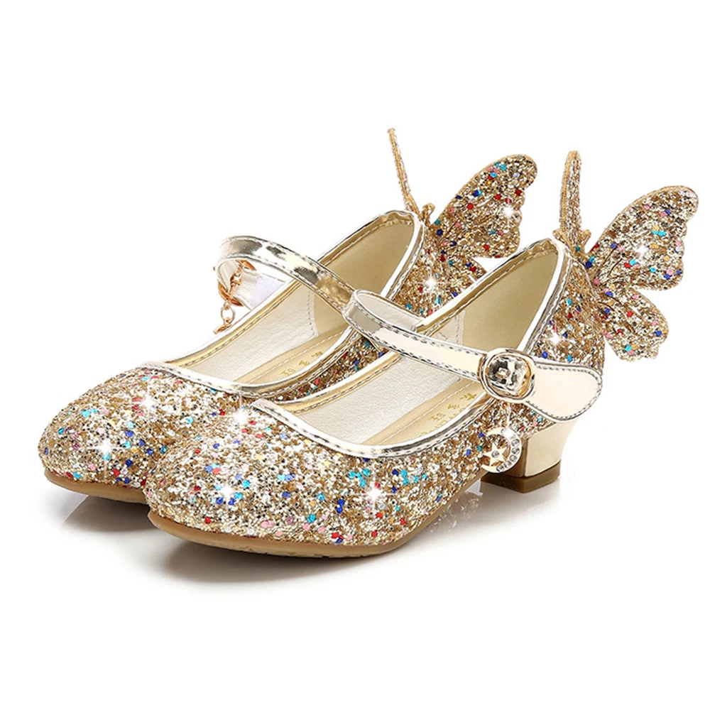 KIDS Fashion Girls Sparkly Dress Shoes,Adorable Kids Party Heels Pumps,Glitter Princess Mary Jane Shoes