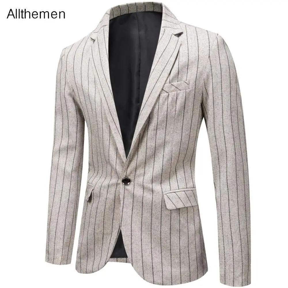 

Allthemen Men's Slim Fit White Suit Jacket One Button Notched Suit Blazer Men Casual Long Sleeve Blazer Masculine