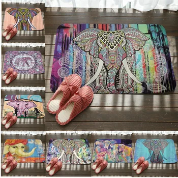 

Elephant Printing Mats Carpet Anti-slip Floor Mat Outdoor Kitchen Rugs Mat Family Water Absorption Bathroom India Style Doormat