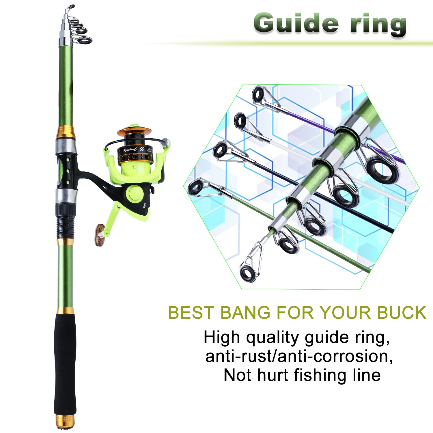 Sougayilang 1.8M-3.3m Fishing Rod and Spinning Fishing Reel Set with