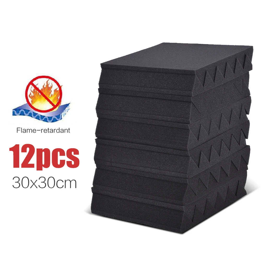 

12 Pack Studio Acoustic Foams Sponge Panels Tiles Absorption Sound Insulation Foam Triangle Flame-retardant High Density