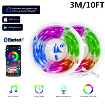 

10Ft/3M LED Strip Light Bluetooth 90 LEDs Music Sync Color Changing RGB LED Strip Built-in Mic Christmas Lights Christmas Decor