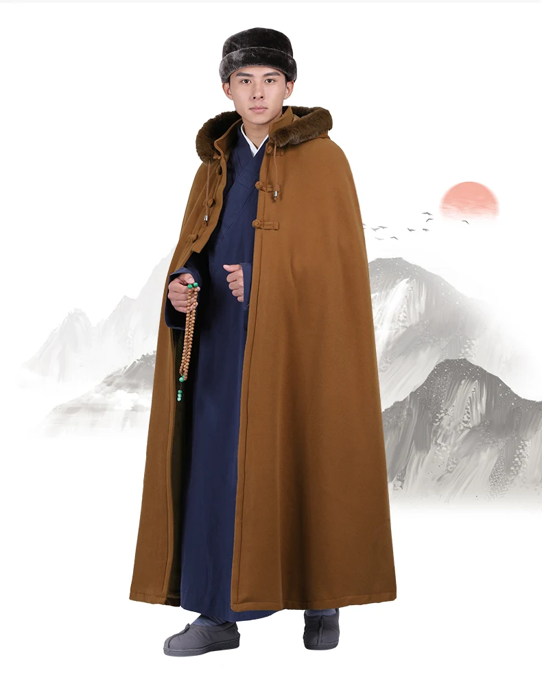 Новинка, модель высокого качества китайская одежда для men Monk; плащ для медитации утолчённая тёплая накидка медитации платье Zen халат в стиле ханьфу для мужчин