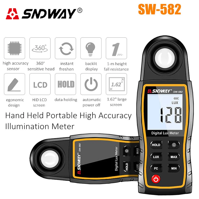 

Digital luxmeter Lux / FC meter Light Meter for photography Luminometer Photometer hand-held spectrometer Illuminomete 200000Lux