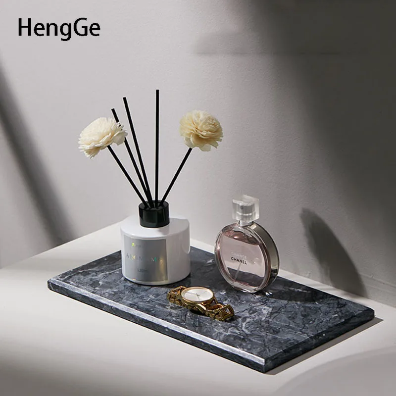 Nordic Marble Tray Natural Texture Rectangle Trays Decorative Restroom