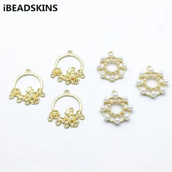 

New arrival! Zinc alloy imitation pearl Flower Charm for Jewelry Findings/Earrings DIY parts,Jewelry Findings & Components