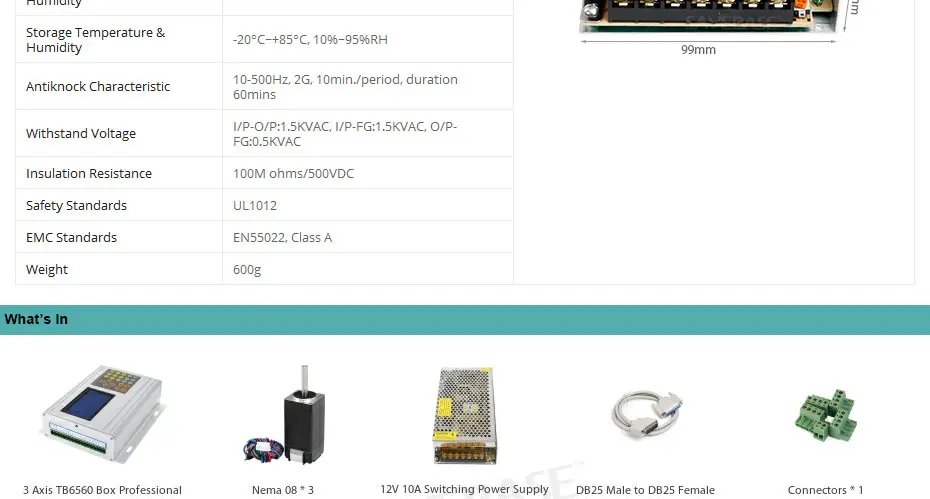 CNC Kit With TB6560 3 Axis Box Professional Version Driver Board& HB Motor/PSU