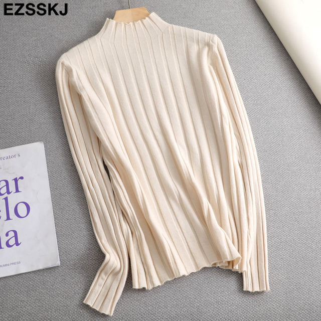 Slim soft Pure color turtleneck Sweater Pullover Women Casual Long Sleeve chic bottom Sweater Female Jumpers top