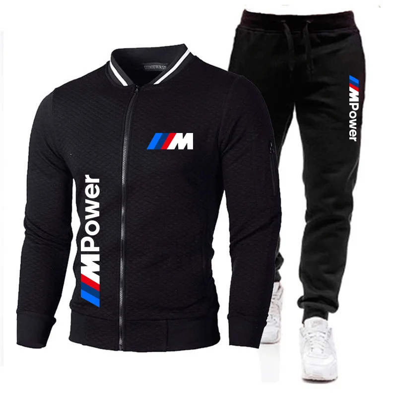 New 2 Pieces Sets Tracksuit BMW Printing Men Hooded Sweatshirt+pants Pullover Hoodie Sportwear Suit Casual Sports Men Clothes 1