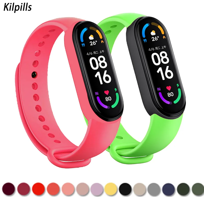 Bracelet for Mi band 6 Strap Sport Silicone Miband4 miband 5 Wrist correa Replacement Wristband xiaomi 4 3 strap | Наручные часы