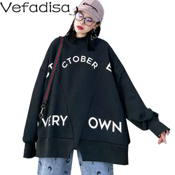 

Vefadisa Women Stand Neck Sweatshirt 2020 Women Letter Printed Sweatshirt Female Thick Warm Sweatshirt Black Apricot ZQY249B