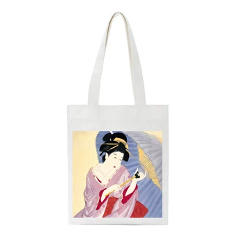 

Elegant Women Canvas Shopping Bags Eco Reusable Sweet Ladies Vintage Literary Bags Women Beach Bags DIY Printed Colorful