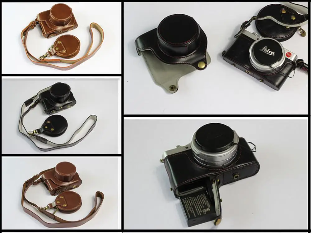 Sacchetto Della Macchina Fotografica Dell'Unità Di Elaborazione Custodia In Pelle Per Leica D-Lux 7 D-Lux7 D7 Con La Parte Inferiore Della Batteria Di