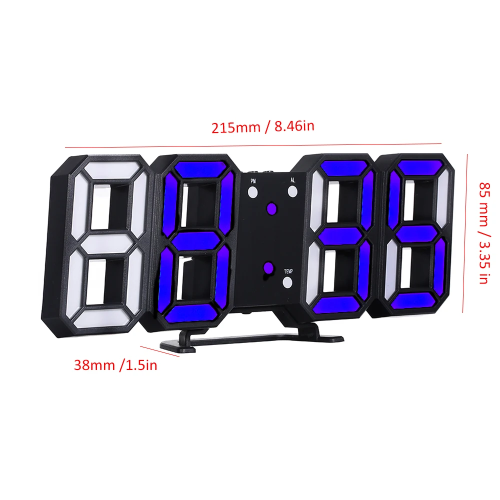 Digital clock 3d Led Digital Alarm Clocks Wall Clock Hanging Watch Usb Wake Up Table Clock Calendar Thermometer Digital Watch For Home Office