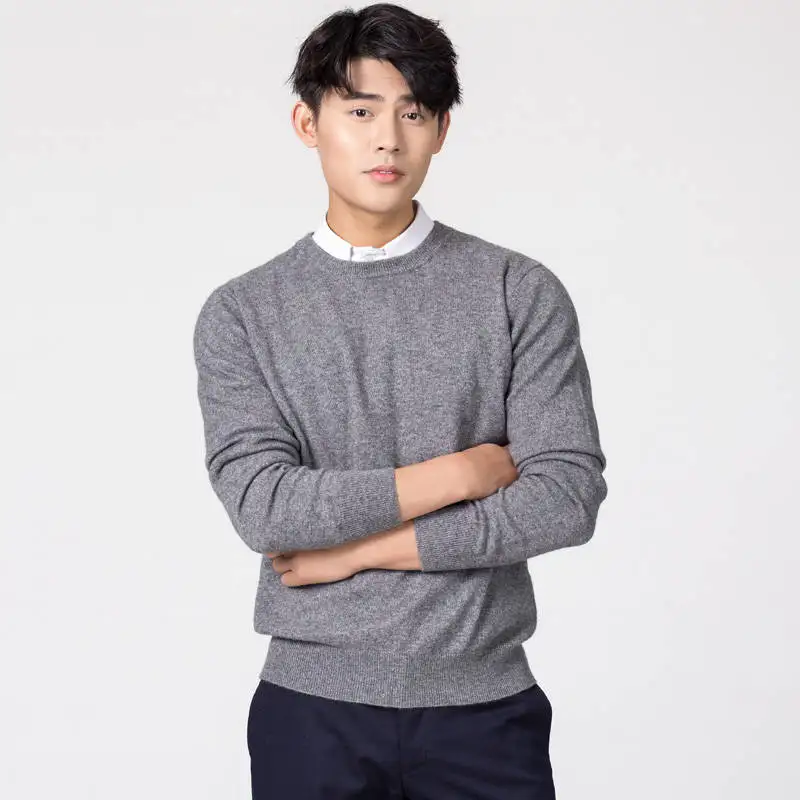 Мужские пуловеры, новинка зимы, модный свитер Vneck, кашемировые и шерстяные вязаные Джемперы, Мужская шерстяная одежда, Лидер продаж, стандартные мужские топы - Цвет: Oneck grey