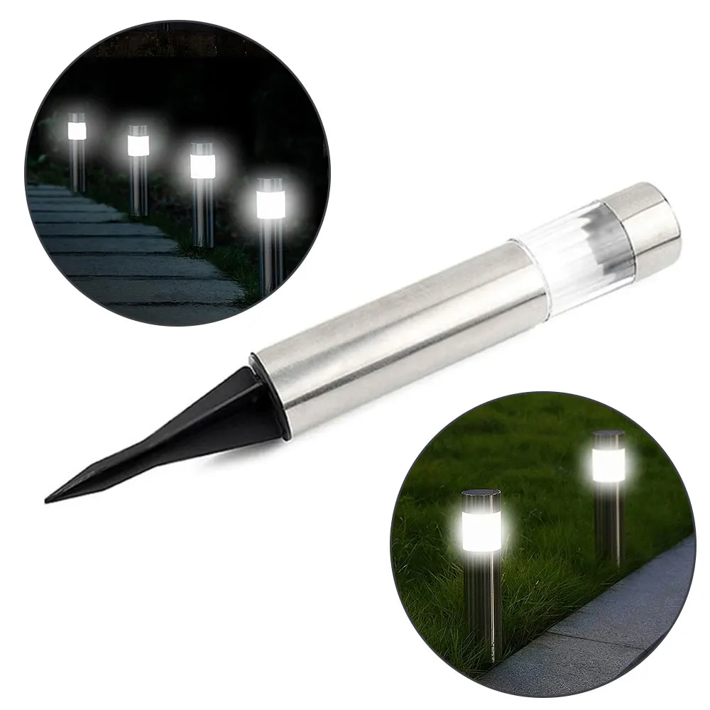 LED Solar Lawn Lamp Outdoor Garden Path Light Stainless Steel Bollard Led Stick Lights White | Лампы и освещение