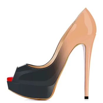 

YECHNE Vrouwen Peep Toe Hoge Hakken Schoenen Vrouw Partij Witte Bruiloft Pompen Plus Size 33-43 Mode Sexy Peep Toe Pumps 2019