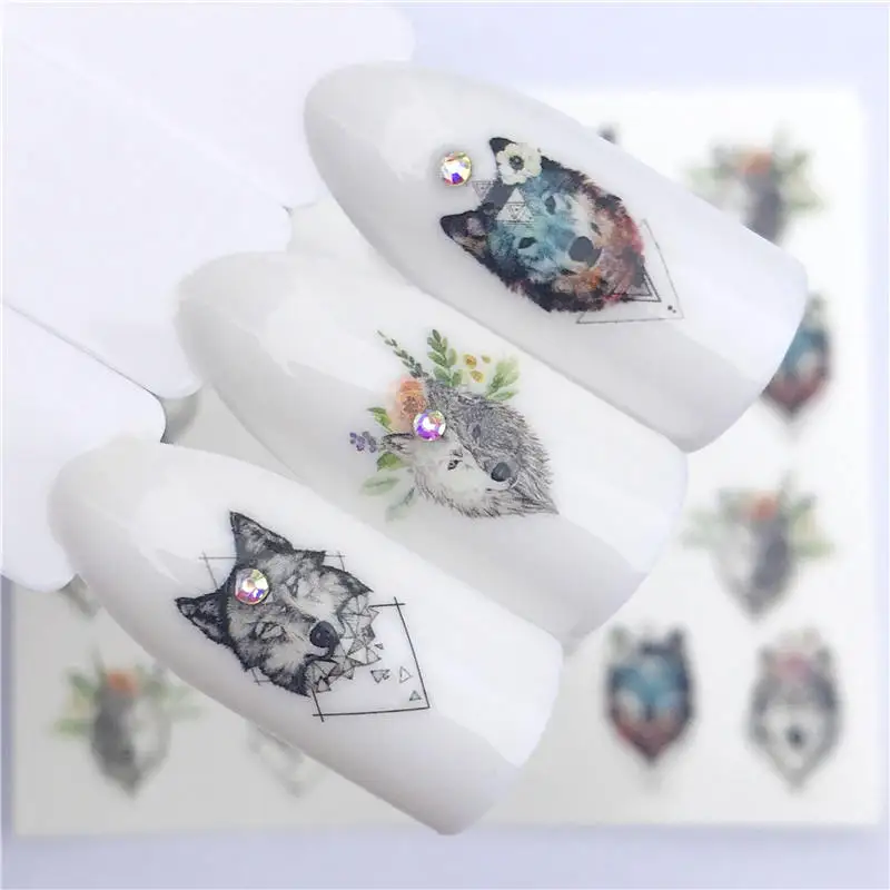 FWC дизайн Волк/Винтаж/Фламинго благородное ожерелье дизайн ногтей водные переводные наклейки переводная Наклейка Маникюр украшения для ногтей