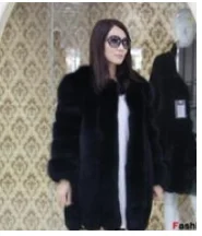 Windproof Warm Outwear Monteau Femme Hiver Thicken Modern Streetwear Womens Tops and Blouses Fashion Slim Real Fox Fur Coat - Цвет: Черный