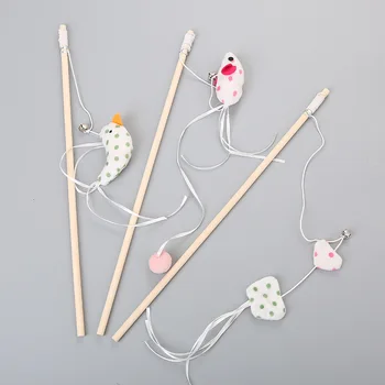 

Pet cat toy cute wood rod bird fish butterfly cute funny cat bar pet supplies mouse for cat kitten cat plush cats