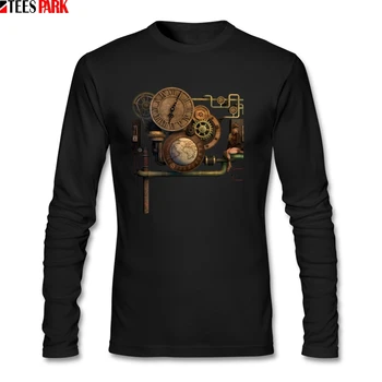 

Vintage Steampunk Metal T-shirts Man Life 100% Cotton Shirt Men Clothes Tops Printed Long Sleeve T Shirts For Male