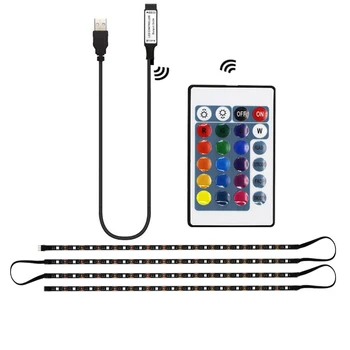 

4 Pcs Home Decorative RGB LED Party USB Power Wall Bar TV Background Remote Control Atmosphere Light Strip 5v Gift Flexible