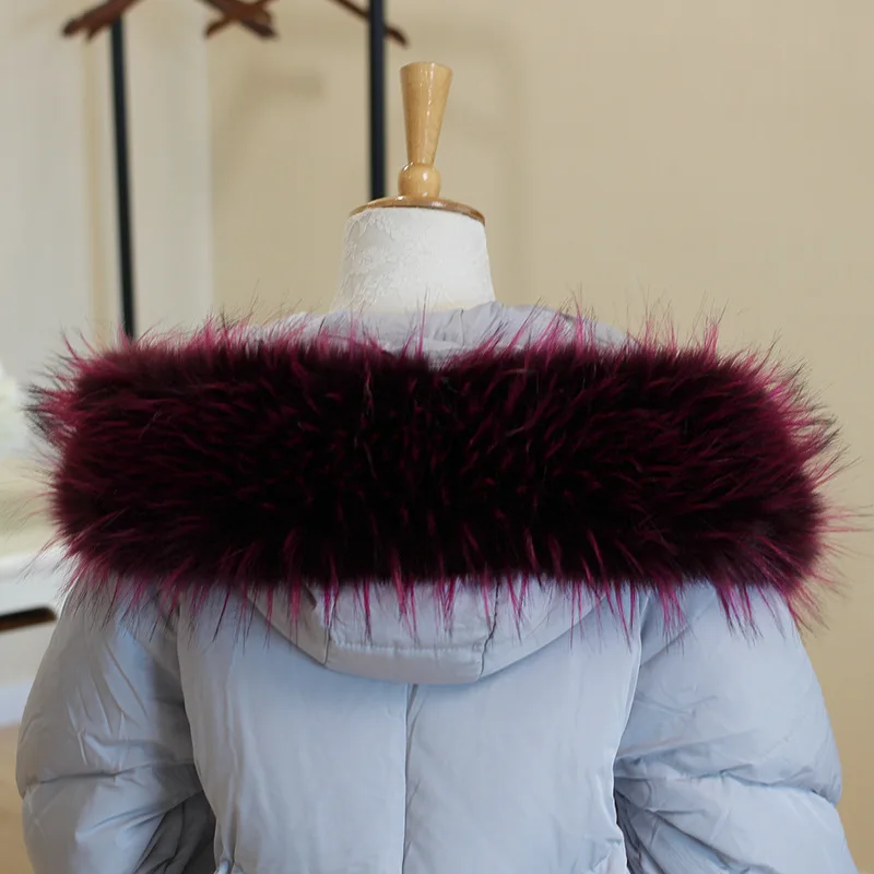 Fur Collar Faux Fur Trim Hoodie Custom Made Fur For Hood Collar Shawl Down Coat Hood Fur Decor Warm Scarf мех для капюшона 6