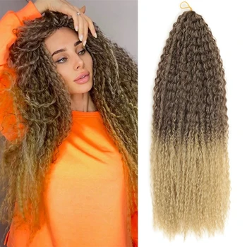 Synthetic Afro Curls Yaki Kinky Curly Hair 28 Inch Soft Ombre Crochet Braiding Hair Extensions Marly Hair for Black Women 1