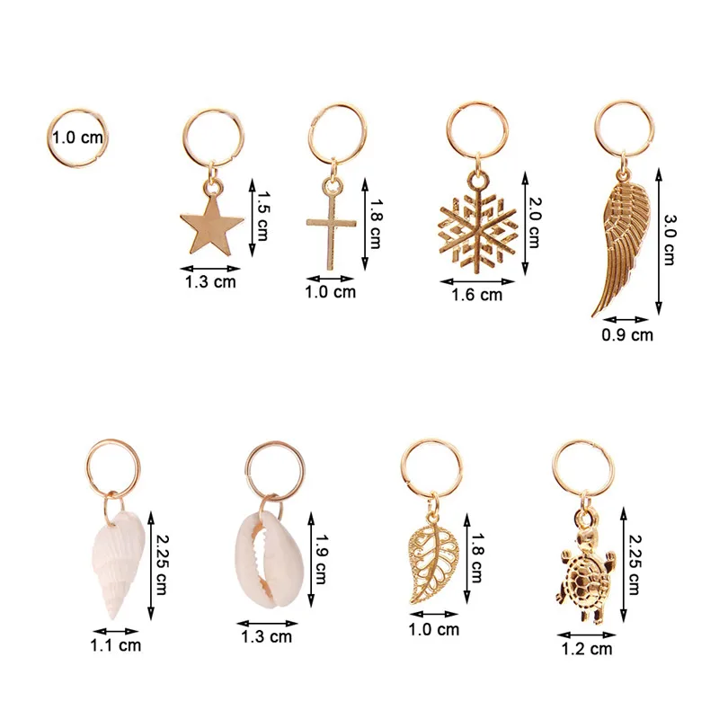 hair clips 50 Pcs/set Fashion Shell Hands Leaves Star Conch Snowflake Pendant Charms Rings For Women,hair clips,hair accessories